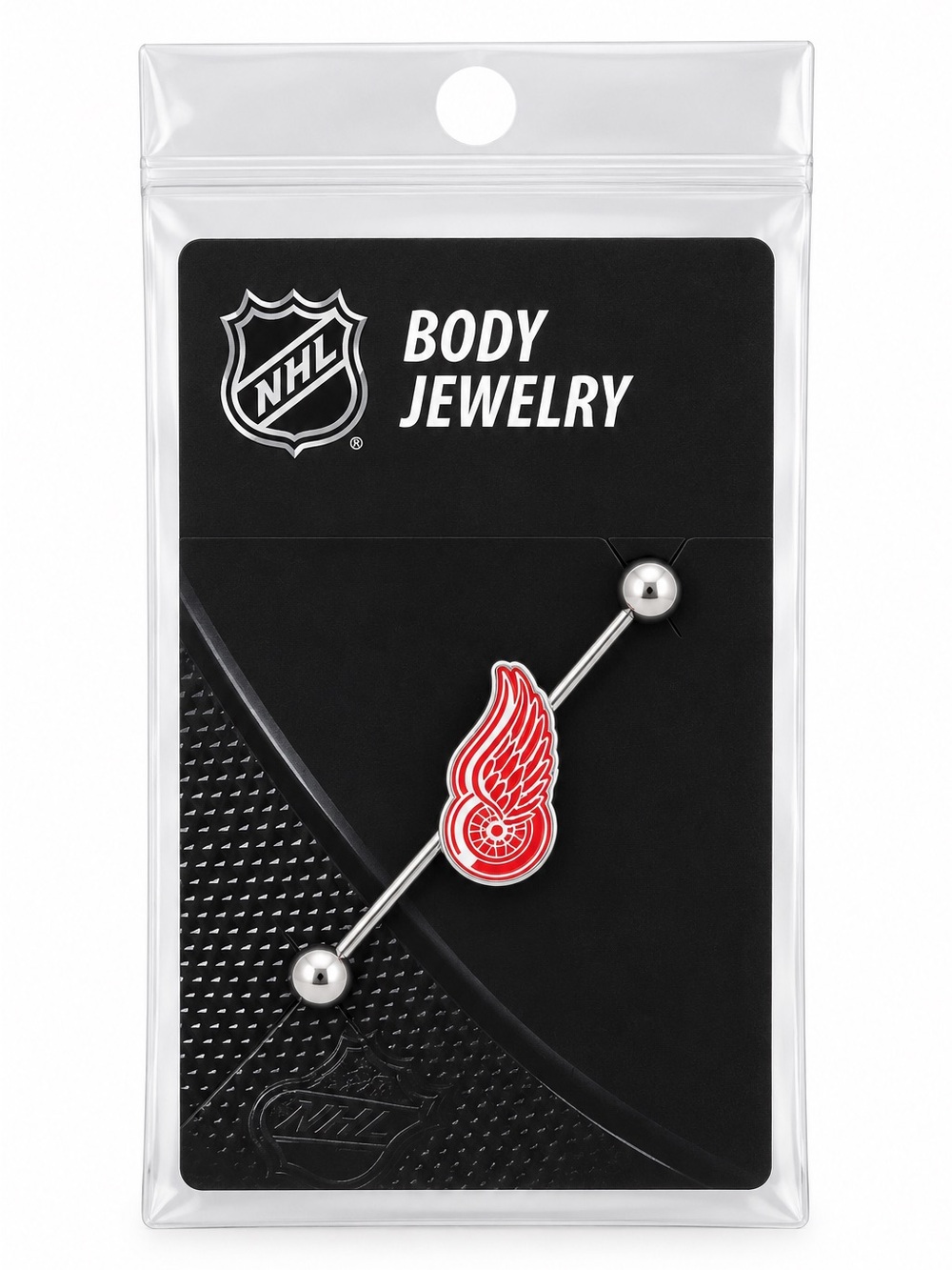 NHL Silver Barbell with Red Detroit Wings Logo